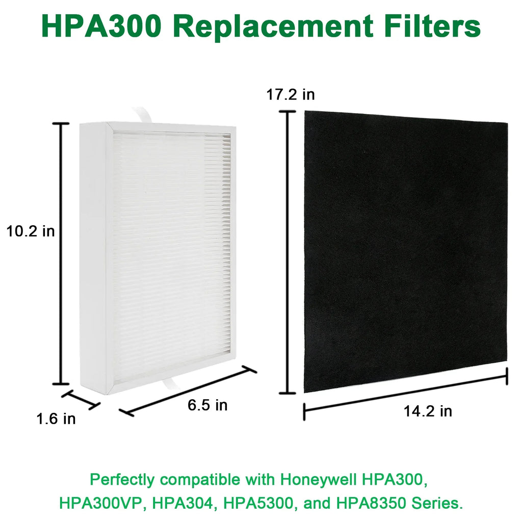 GasSaf  Filter Replacement for Honeywell HPA300, 3  Replacement Filters R + 6 Carbon Pre-Filters A , for Honeywell HPA300VP, HPA304, HPA5300, HPA835 Series