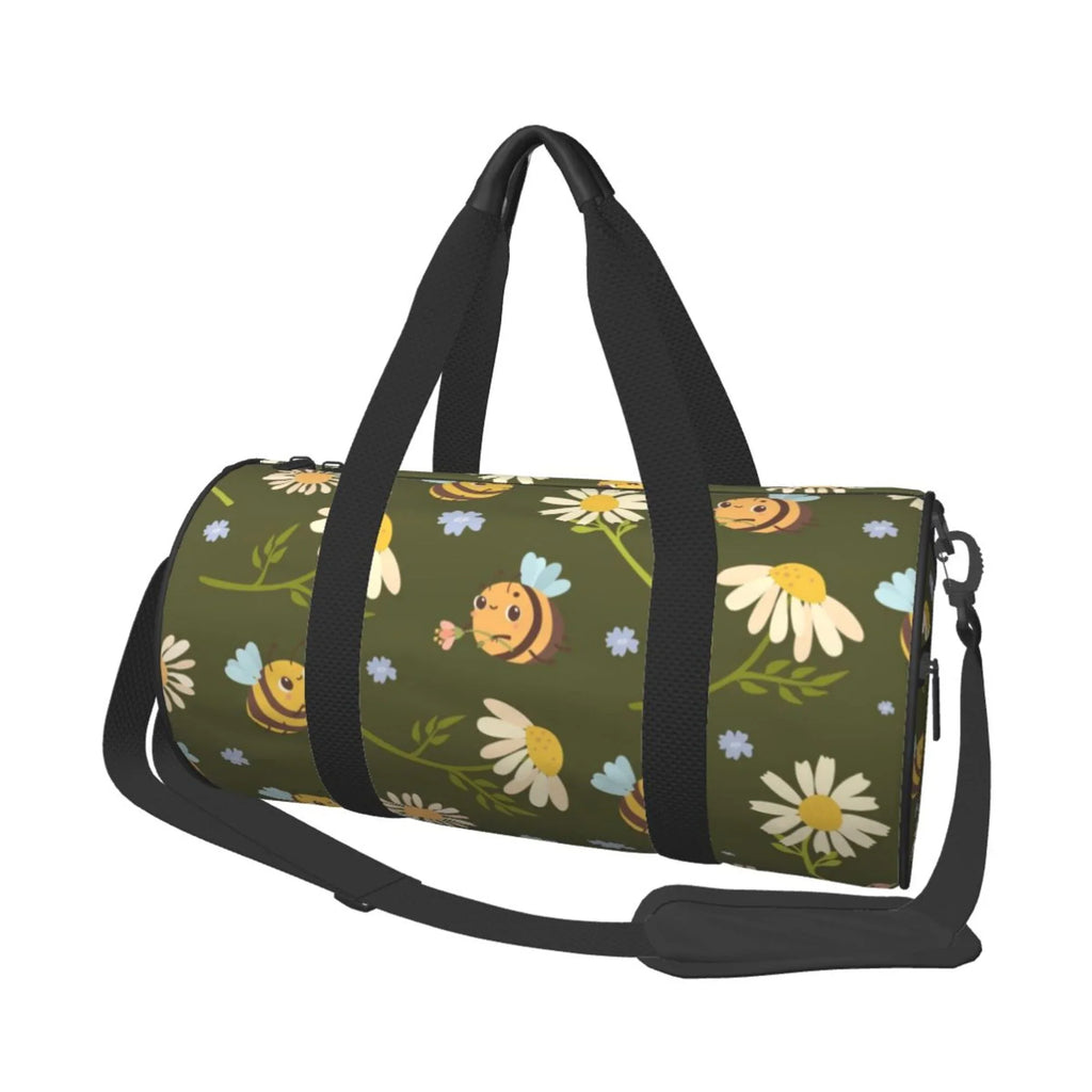 Green Daisies Bees Travel Duffle Bag, Sports Tote Gym Bag Weekenders Bags for Women Men