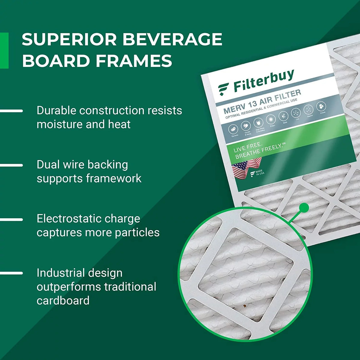 Filterbuy 10x16x4  13 Pleated   Furnace Air Filters (6-Pack)