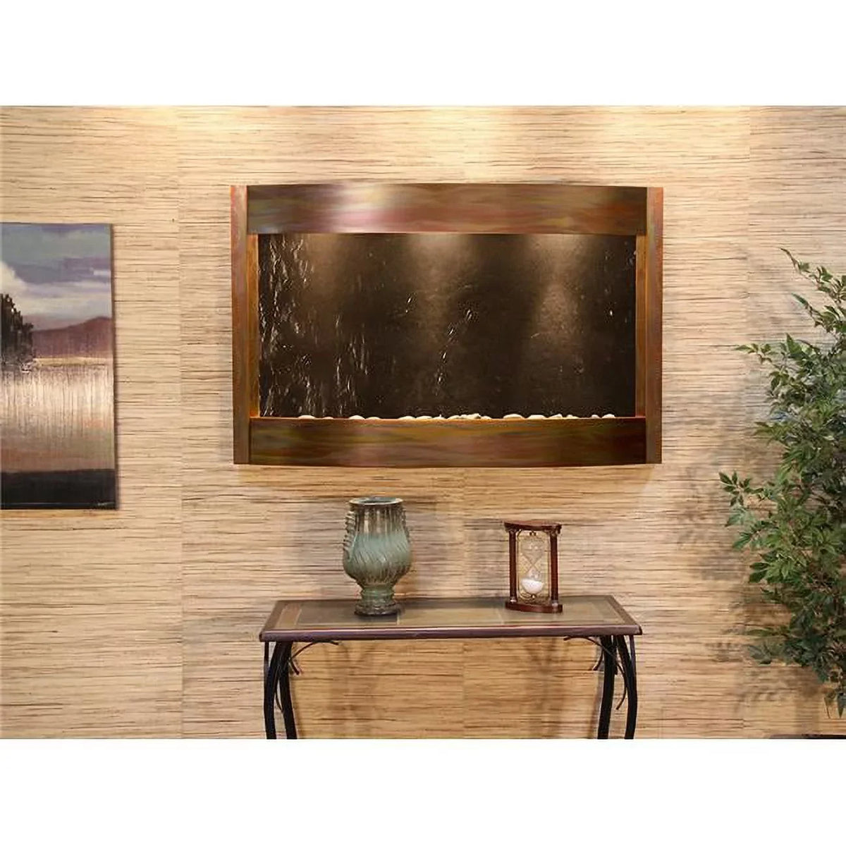 Adagio  Calming Waters Rustic Copper Black Featherstone Wall Fountain - Black - 35in. H x 54in. W x 6in. D