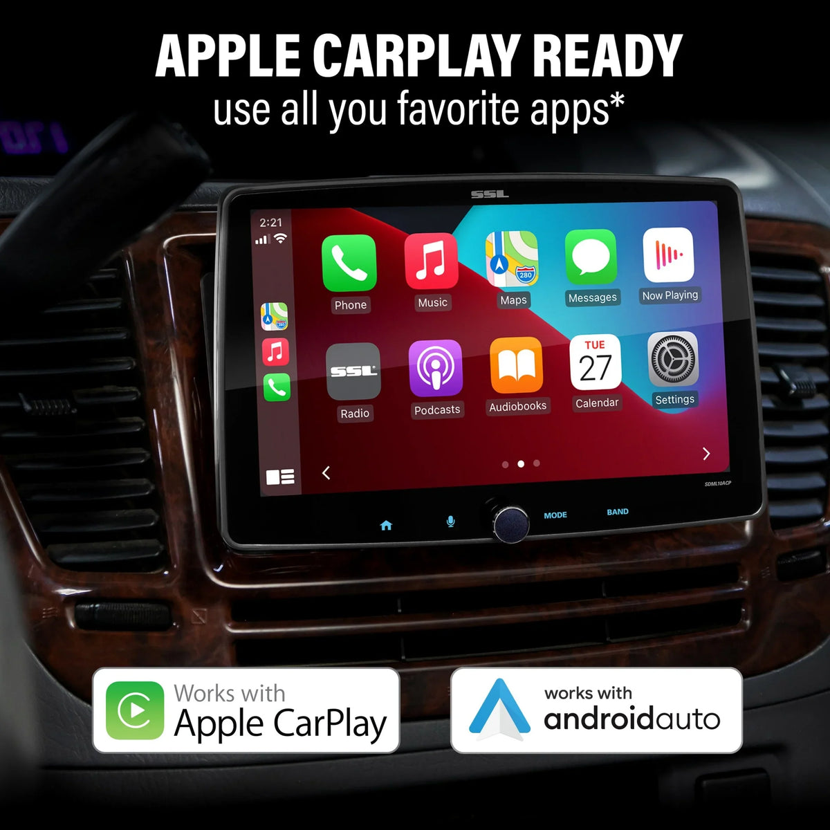 Sound Storm Laboratories SDML10ACPR Car Stereo - Apple CarPlay, Android Auto, Single Din, 10 Inch Touchscreen, Bluetooth Audio, No   Player, / Radio Receiver, Backup Camera,  Illumination