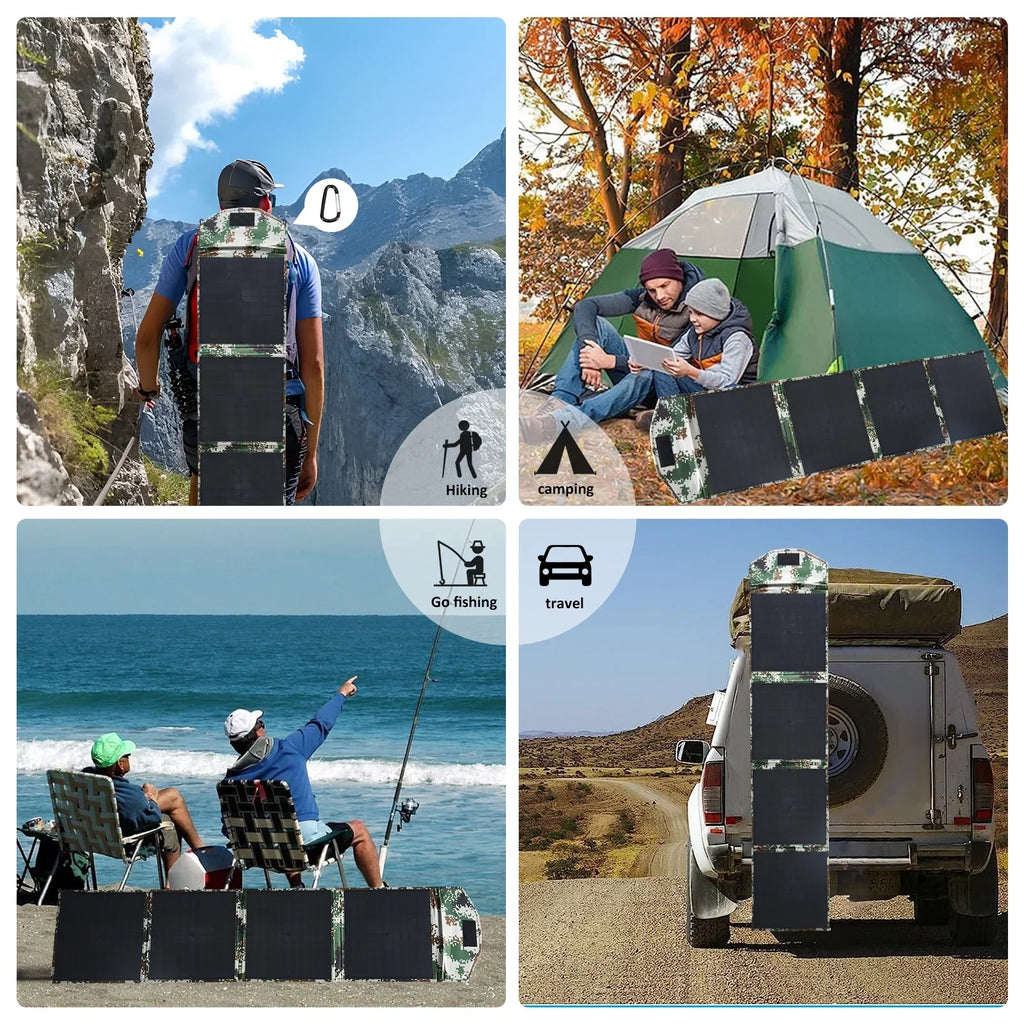 Solar Panels 80W Portable Camping Solar Kit Foldable for Power Station Generator Folding Solar Charger compatible