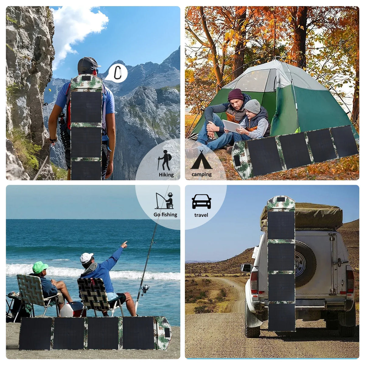 Solar Panels 80W Portable Camping Solar Kit Foldable for Power Station Generator Folding Solar Charger compatible