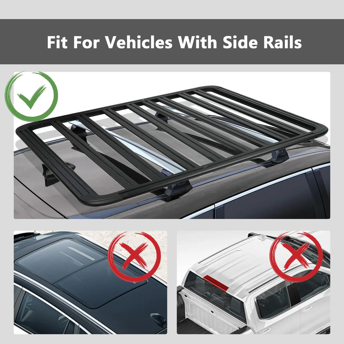 67"x52" Aluminum Car Roof Platform, Universal Rooftop Cargo Carrier System Max 660lbs Load, Black Fits for  Truck Cars