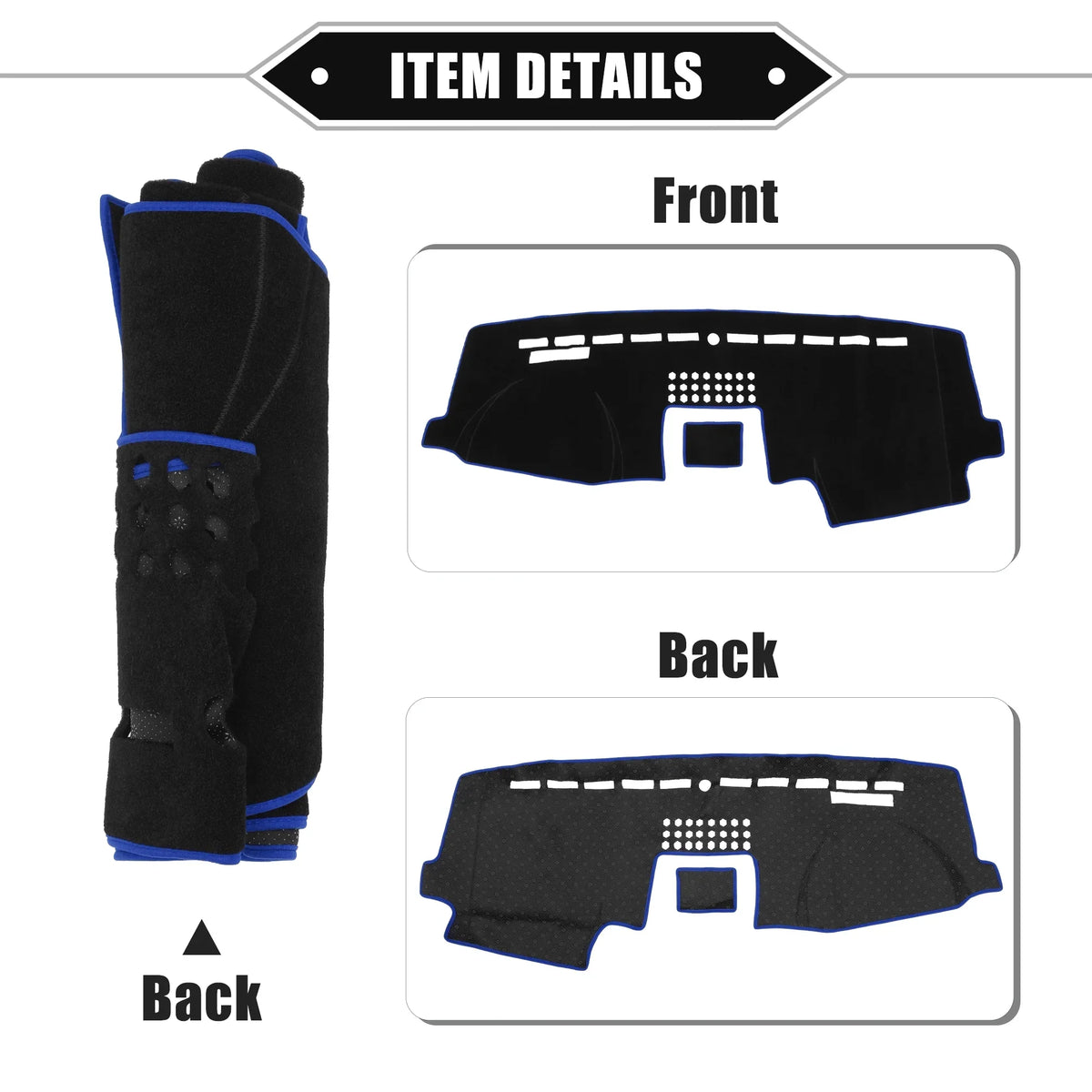 Unique Bargains Car Center Console Dashboard Cover Mat for Ford F150 2015-2020 Protective Polyester Black Blue