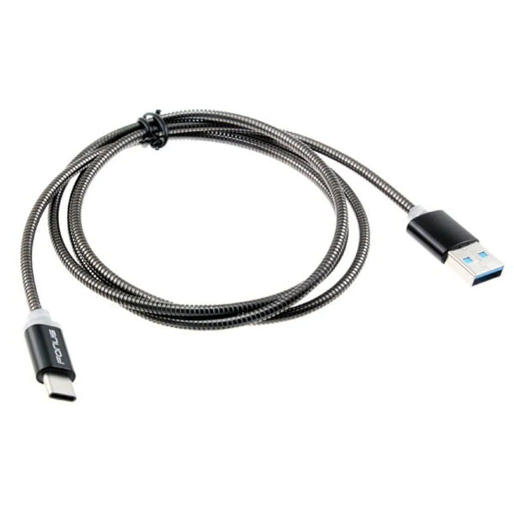 Type-C 3ft Metal  Cable w  Port Fast 18W Car Charger G4M for Samsung Galaxy Tab S3 9.7 S9 Plus, S8+ S8, S10e S10 Plus active 5G Note 9 8 10 Plus A9 A50 A20 A10e - Sonim XP8 XP3