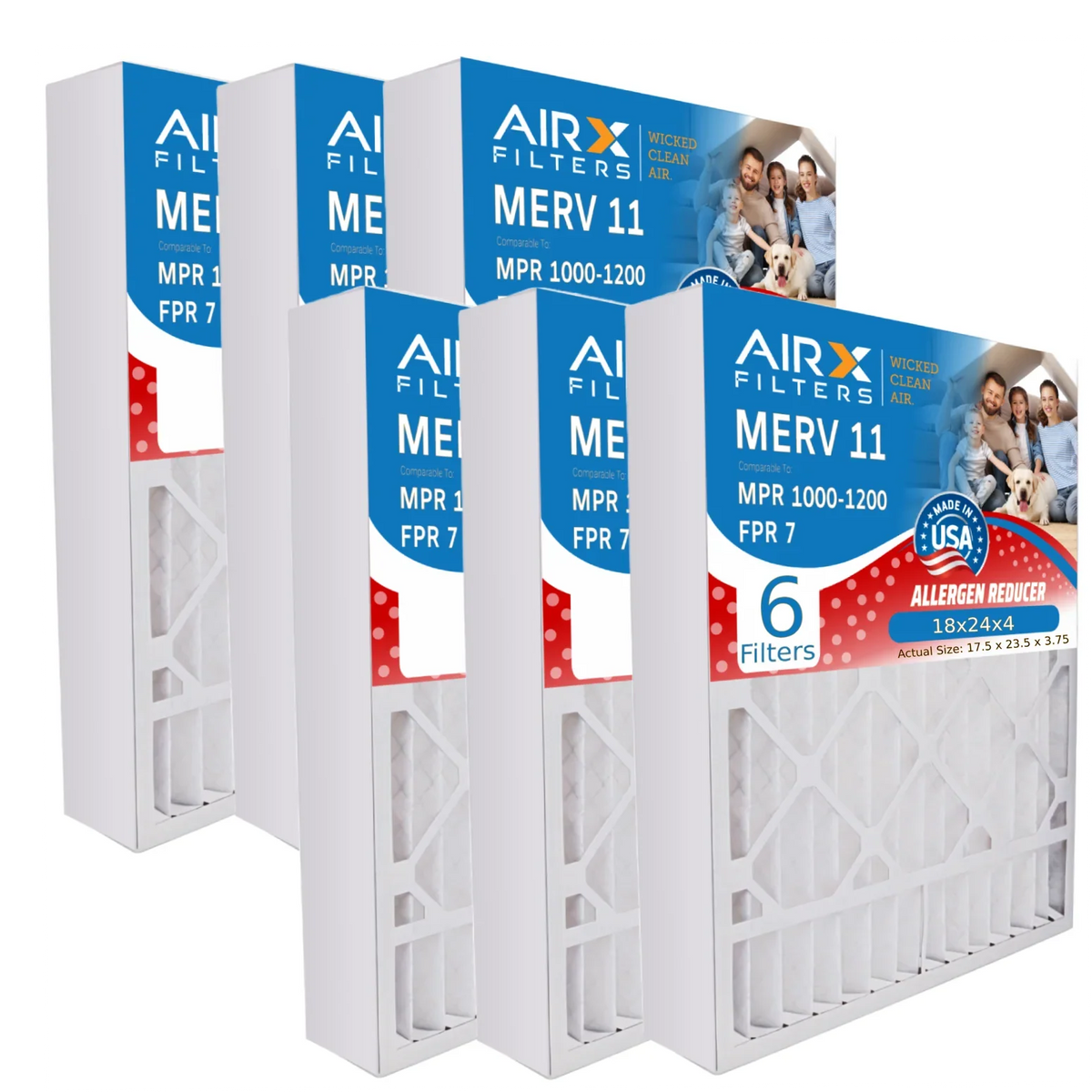 18x24x4 Air Filter  11 Comparable to  1000,  1200 &  7 Electrostatic Pleated Air Conditioner Filter 6 Pack  Premium  Made 18x24x4 Furnace Filters by     .