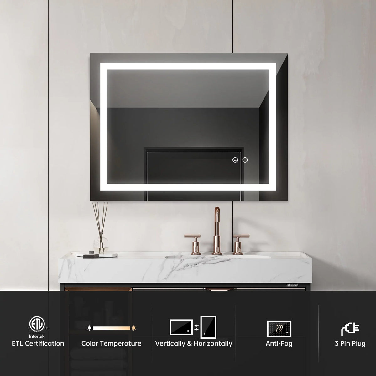 Wall Mounted  Bathroom Mirror - 32*24 inches - Illuminate with Style
