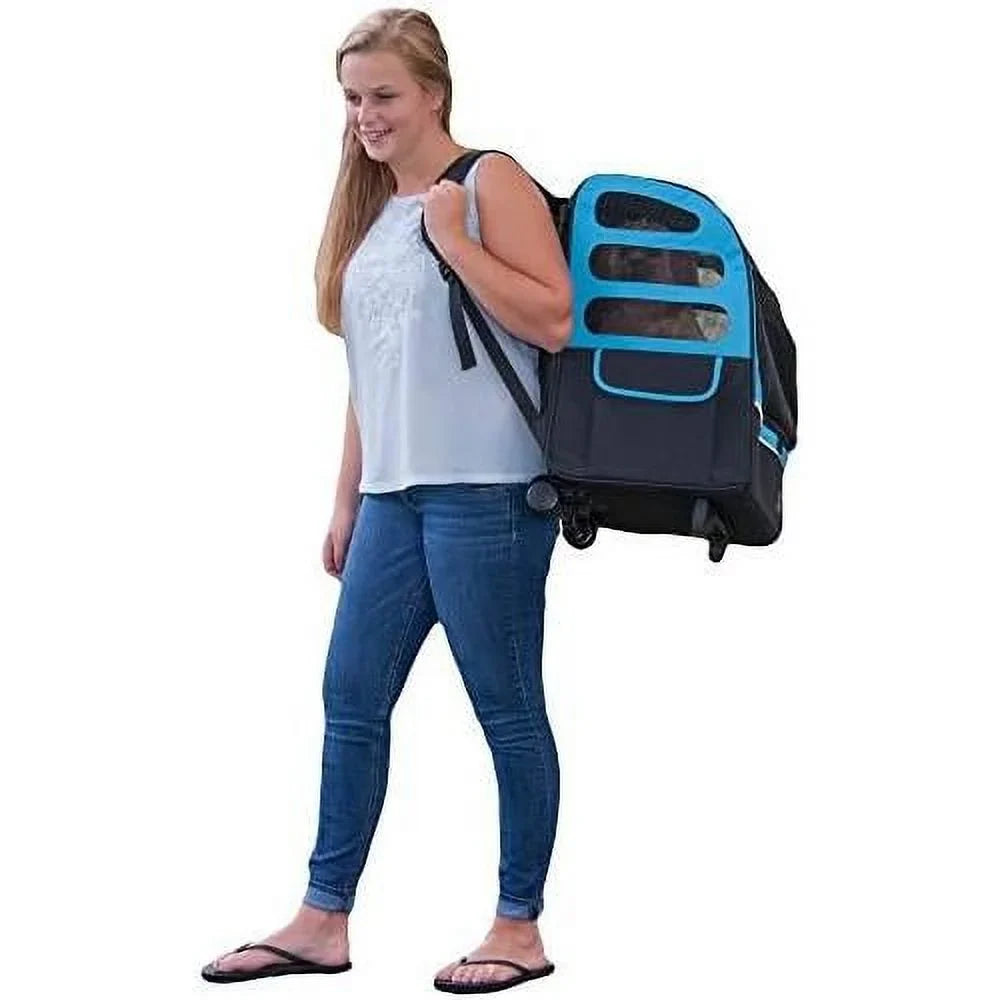 Travel Carrier, Car Seat For Cats/Dogs, Mesh Ventilation, Included Tether, Telescoping Handle, Storage Pouch, Ocean Blue, Extra Large Plus Traveler (PG1280OB)
