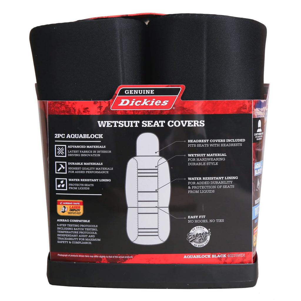 Genuine Dickies 2 Piece Aquablock Universal Car Seat Covers, Gray
