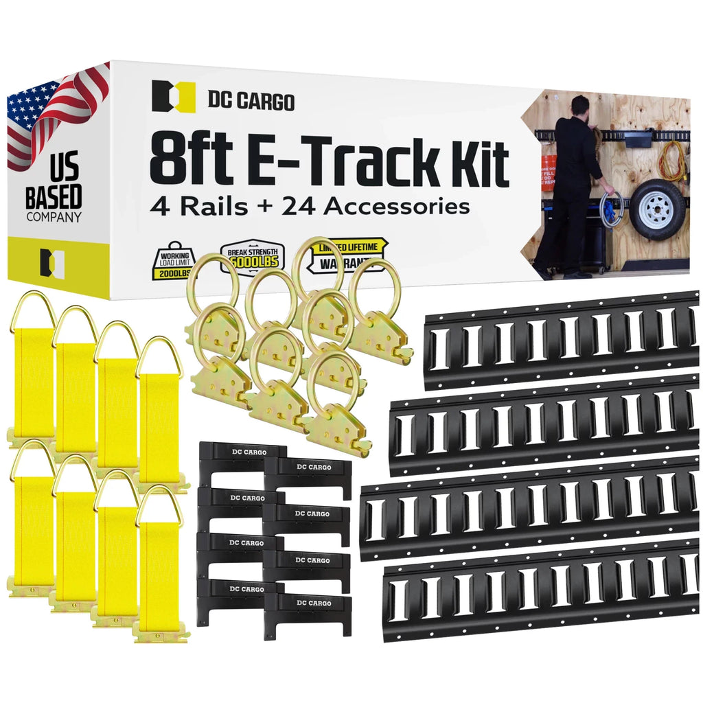 Cargo Etrack Rails Kit 8' Black Trailer Tie Down Rails & E Track Accessories