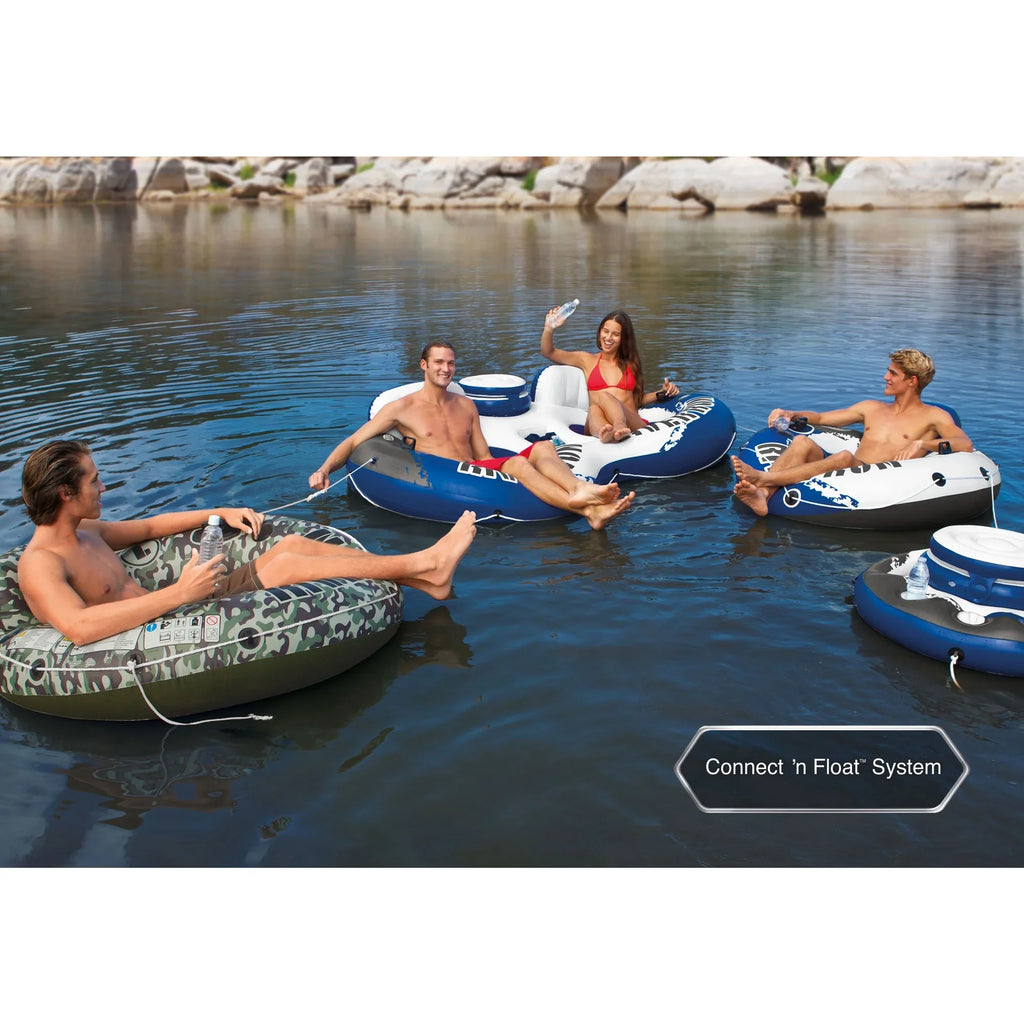 Intex River Run 1 Person Floating Tube (3 Pack) and 12 Volt  Electric Air Pump
