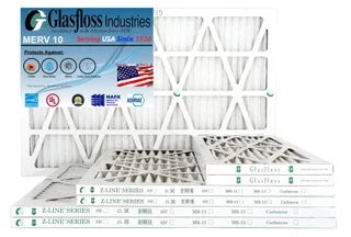 Glasfloss 13x18x1 -  10 -Qty:4 - Furnace Air Filter - Made in  (Actual Size: 12.5 x 17.5x7/8 inch)
