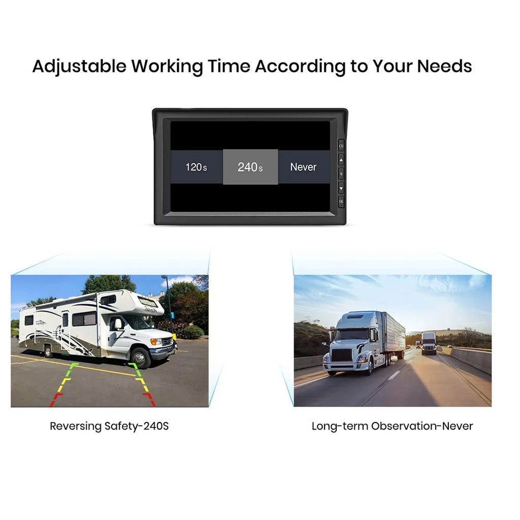 Auto-Vox Solar  Backup Camera 2 Channel Wireless Reverse Camera Systems, 7" Monitor Rear View Back Up Camera for Campervans, Trailer