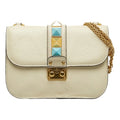 Pre-Owned Valentino Studded Chain Shoulder Bag Ivory Leather Women's  (Good)