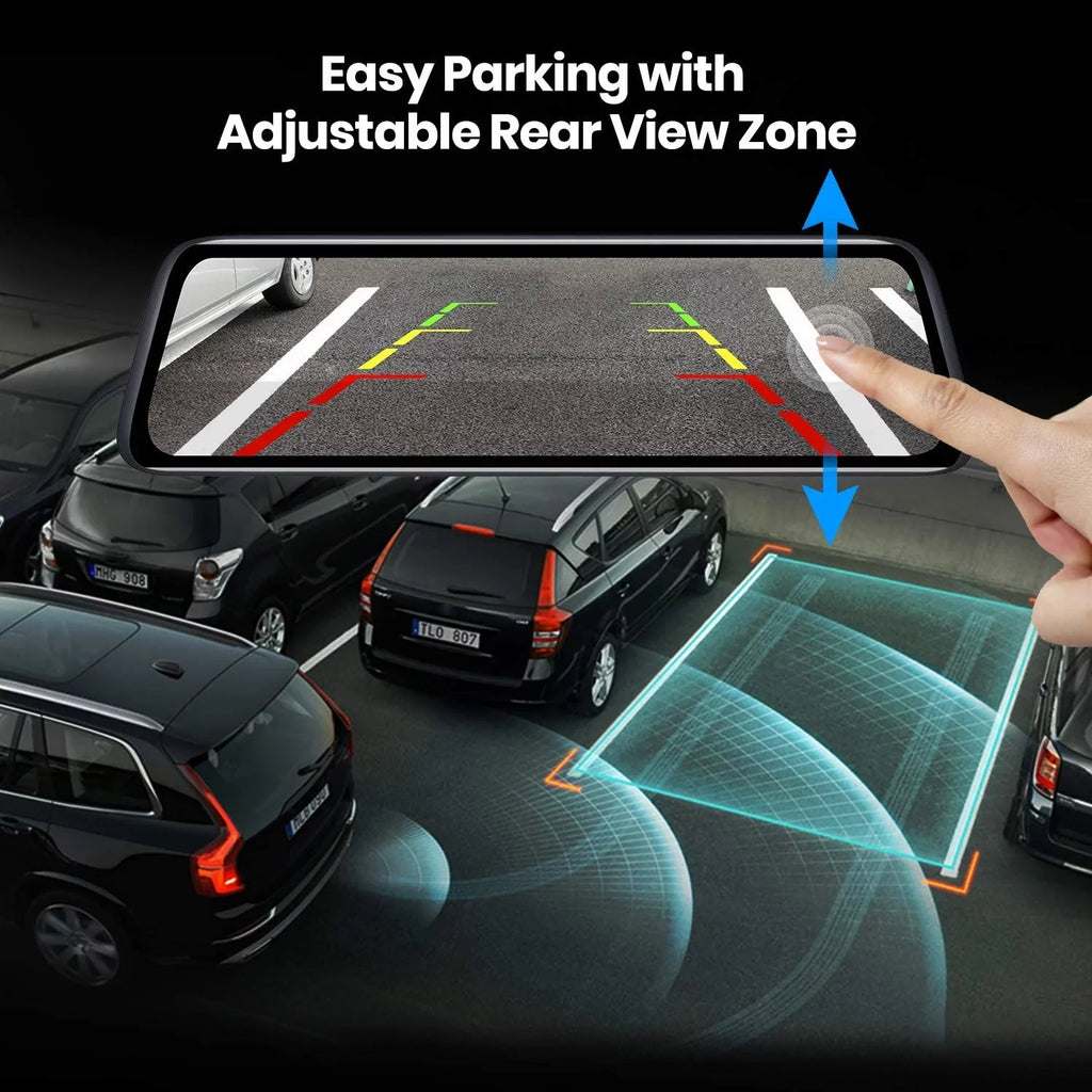 '- V5 9.35'' Full Laminated Ultrathin Touch Screen Rear View Mirror Camera, Dual 1080P Super Night Vision Backup Camera
