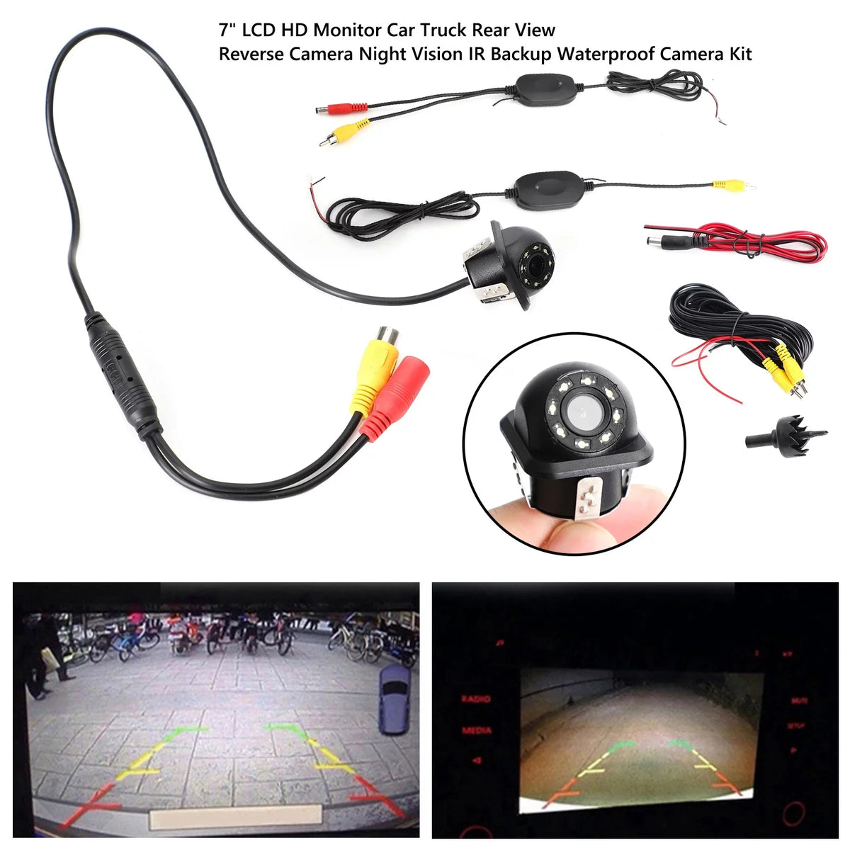 170°  8   Car Wireless Backup Rear View Reverse Camera Night View Kit