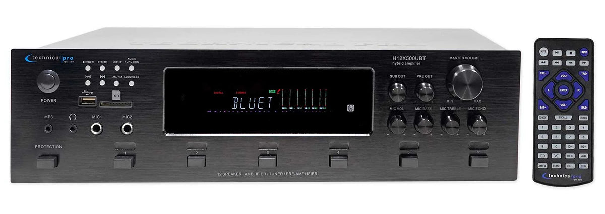 Technical Pro 6000w 6) Zone, Home Theater Bluetooth Receiver+12) 8" Speakers+
