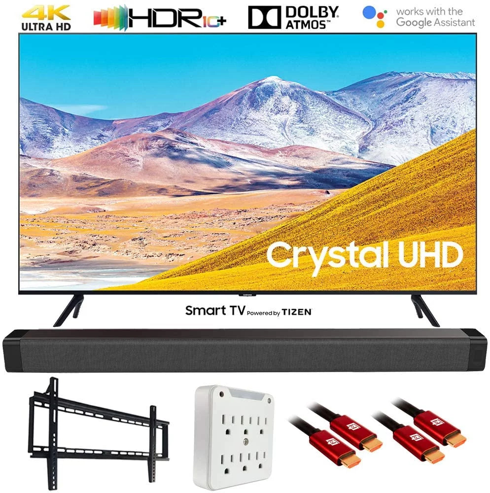 Samsung UN85TU8000 85" TU8000 4K Ultra  Smart   (2020 Model) with Deco Gear Home Theater Soundbar, Wall Mount Accessory Kit and  Cable Bundle (UN85TU8000FXZA 85TU8000 85 Inch )