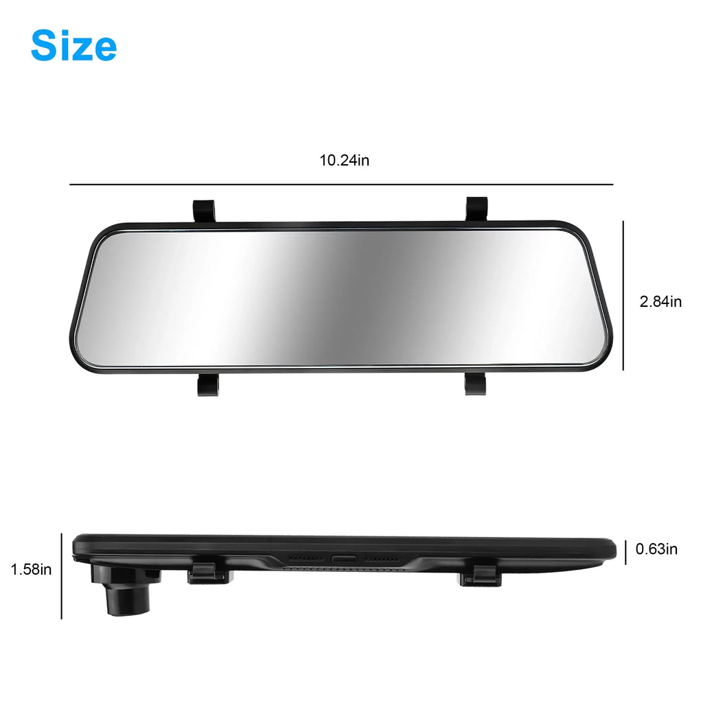 Car Rear View Mirror Camera,  1080P Dash Cam Backup Camera, Dual Driving Recorder with Night Vision, G-Sensor,  Touch Screen