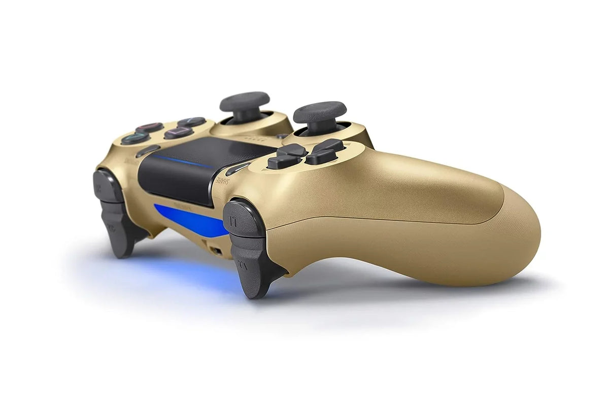 Sony Dual Shock Gold Gaming Controller For PS4 Console + Wired Earbuds   Bundle Like New