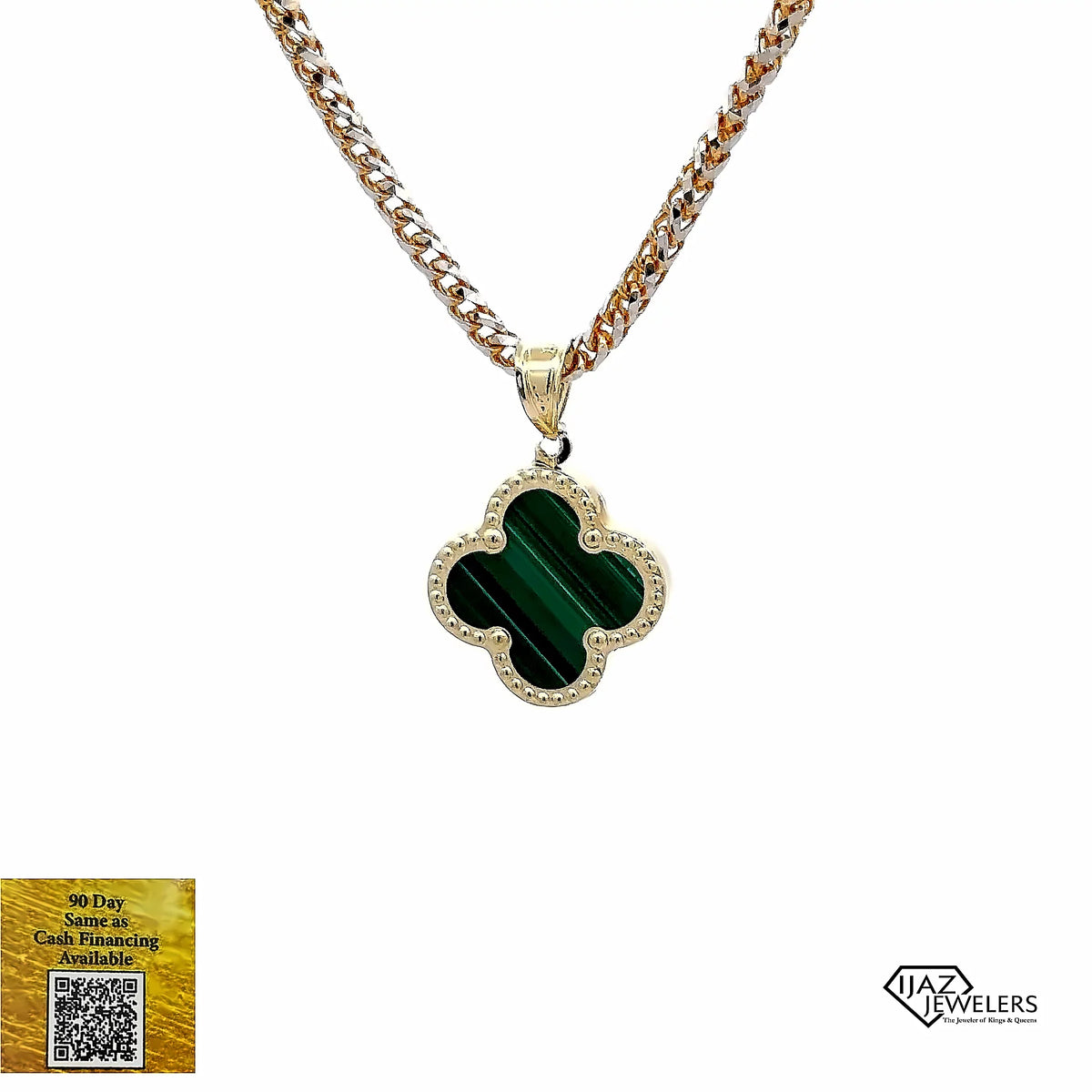 10K Gold Malachite  Inspired Charm