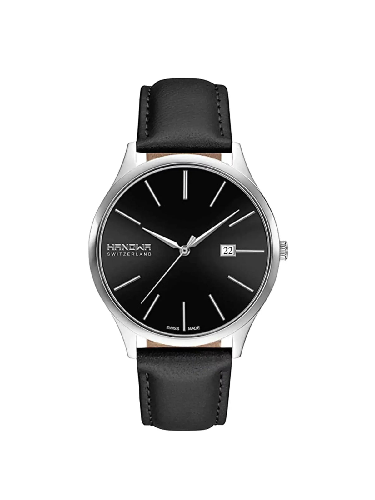 Hanowa Pure Stainless Steel Black Dial Quartz Mens Watch 16-4075.04.007