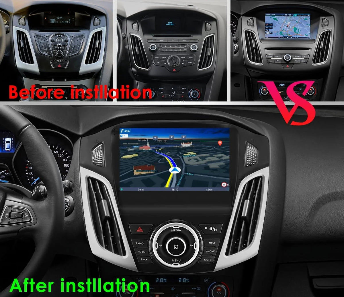 For Ford Focus 2012 2013 2014 2015 2016 2017 Android 12.0 Wifi 2+32GB Car Stereo Radio Head Unit  Navigation  Carplay Player