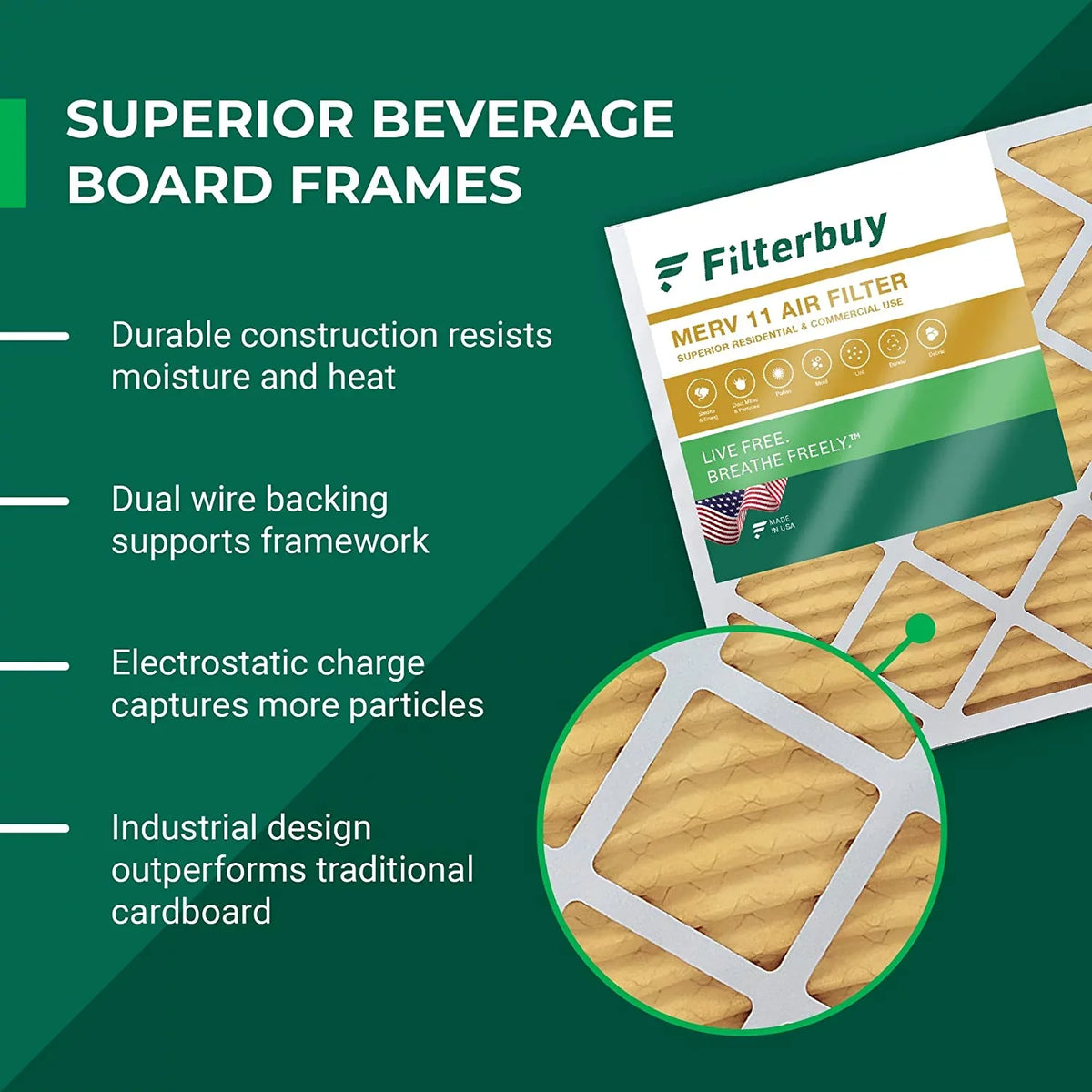 Filterbuy 20x20x1  11 Pleated   Furnace Air Filters (6-Pack)
