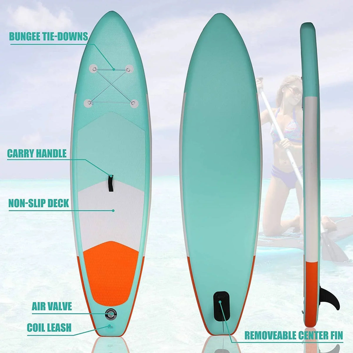 Inflatable Stand Up Paddle Board Complete with  Accessories Backpack Leash