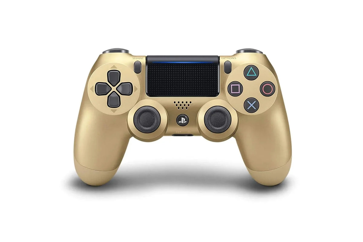 DualShock PS4 Wireless Gold Blue Controller With Earbuds Bundle - Like New with