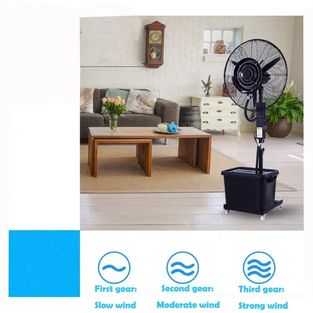 Electric Industrial Mist Fan Humidifier Cooling Spray Fan with 42L Water Tank