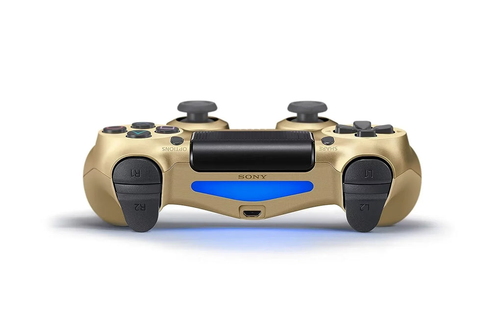 Sony Dual Shock Gold Gaming Controller For PS4 Console + Wired Earbuds   Bundle Like New