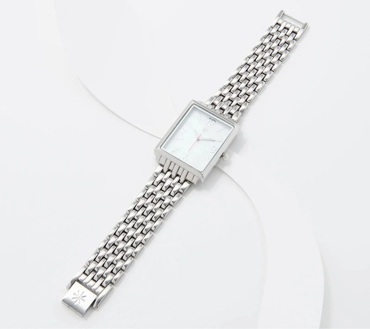 Isaac Mizrahi Live! Metal Mesh Link Rectangle Watch, SilverTone, 6-3/4"-8"