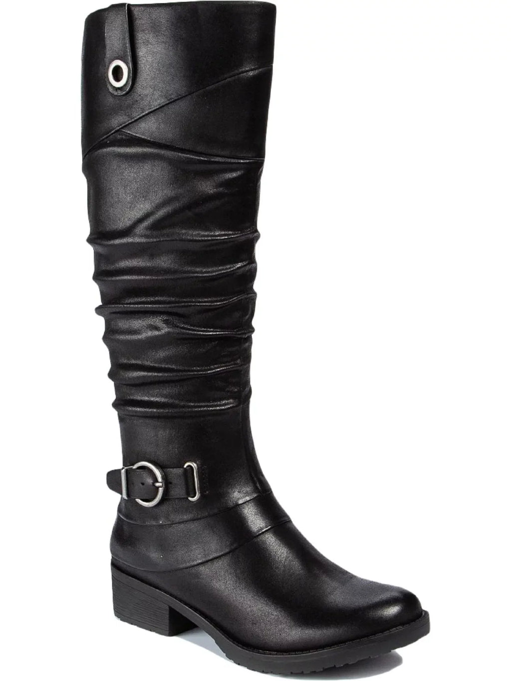 Womens Black Stretch Gore Side Pull Tab Buckle Accent Cushioned Onika Round Toe Block Heel Zip-Up Boots Shoes 10 M