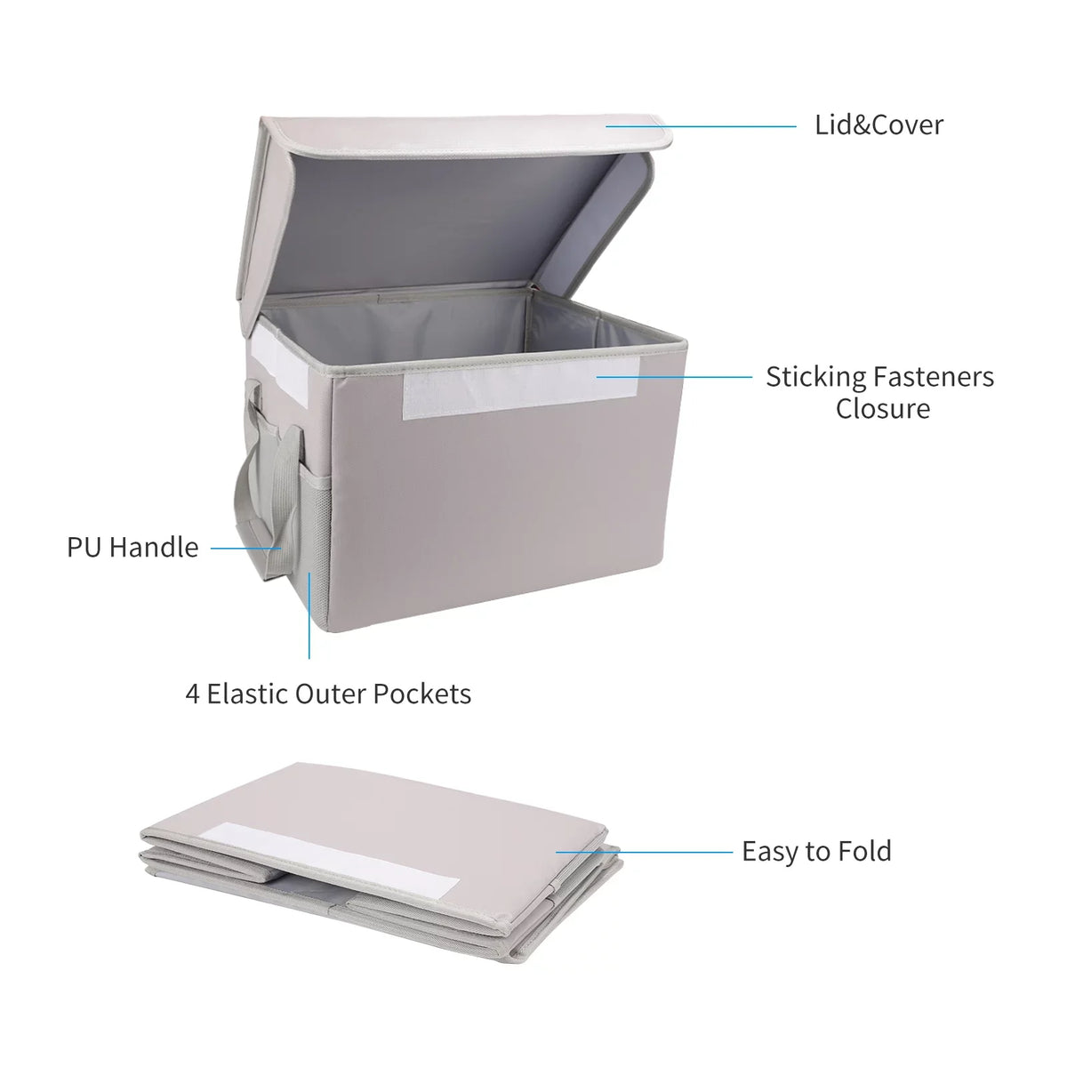 Irfora Fireproof Waterproof Storage Box, Ideal for Home Office Car, with Lid and Sturdy Handles