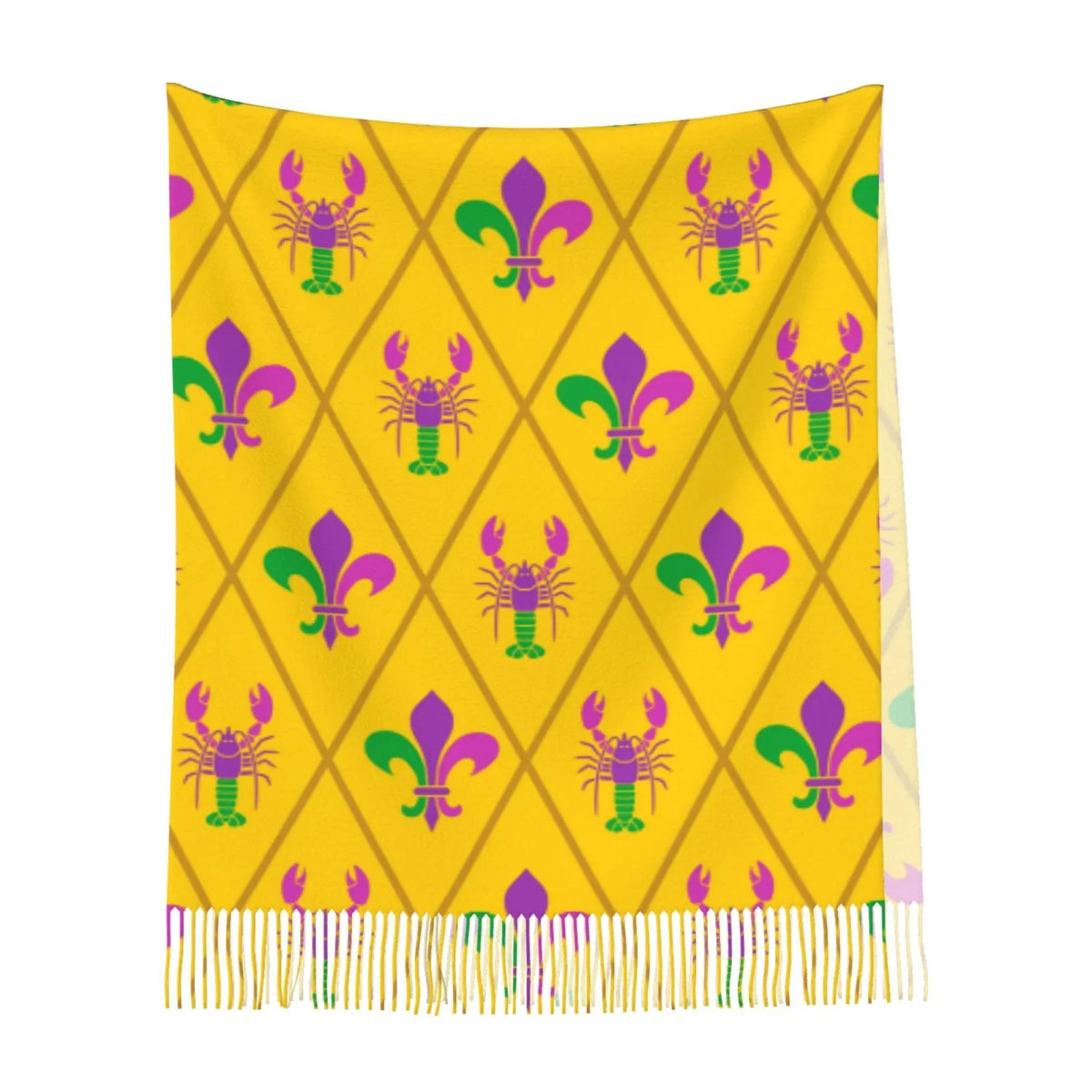 Junzan Lightweight Women'S Fashion Mardi Gras Crayfish And Fleur De Lis Printed Winter Fall Warm Scarves Scarf Shawl