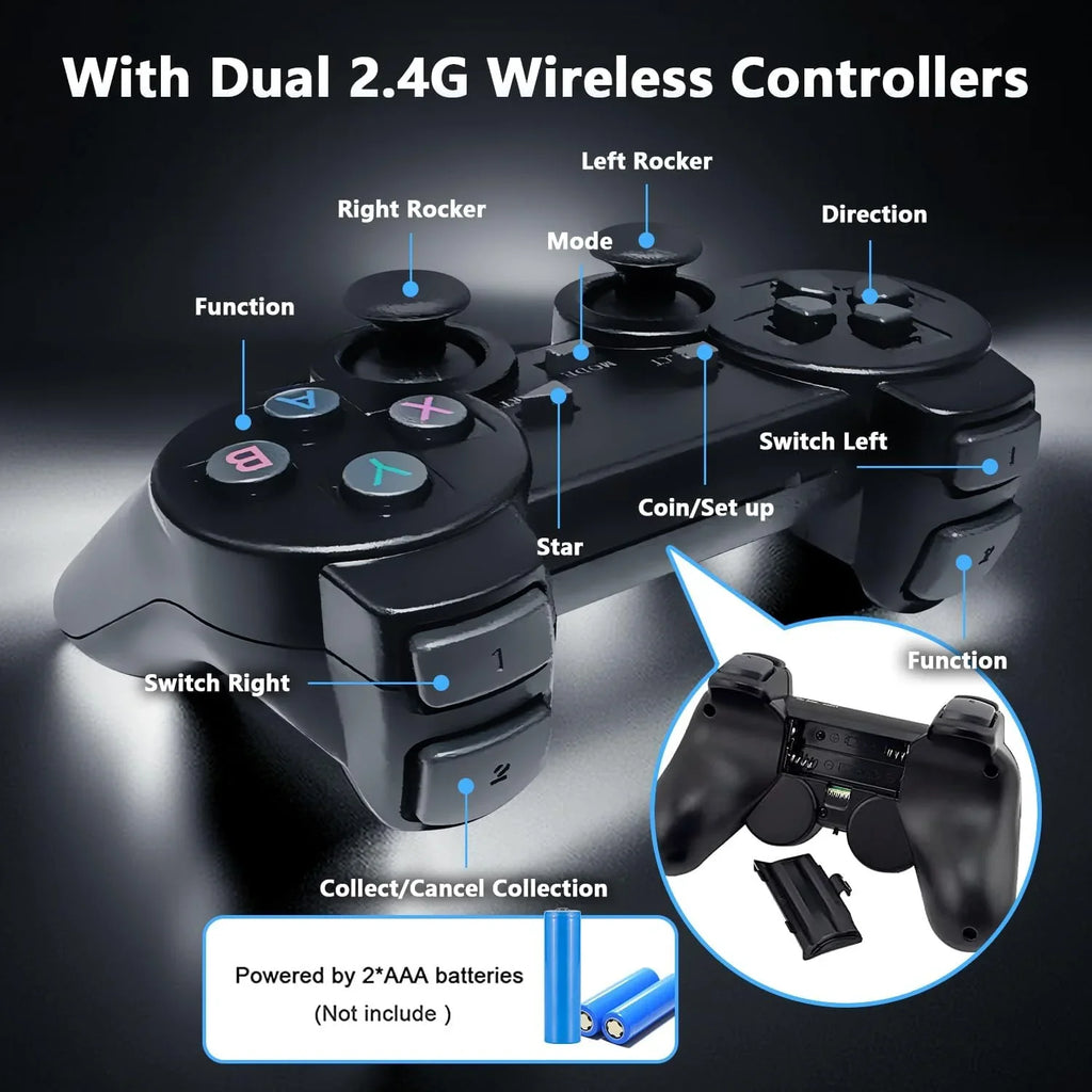 Retro Game Stick - Retro Game Console Revisit Classic Games with Built-in 9 Emulators, 20,000+ Games, 4K  Output, and 2.4GHz Wireless Controller for  Plug and Play(64G)