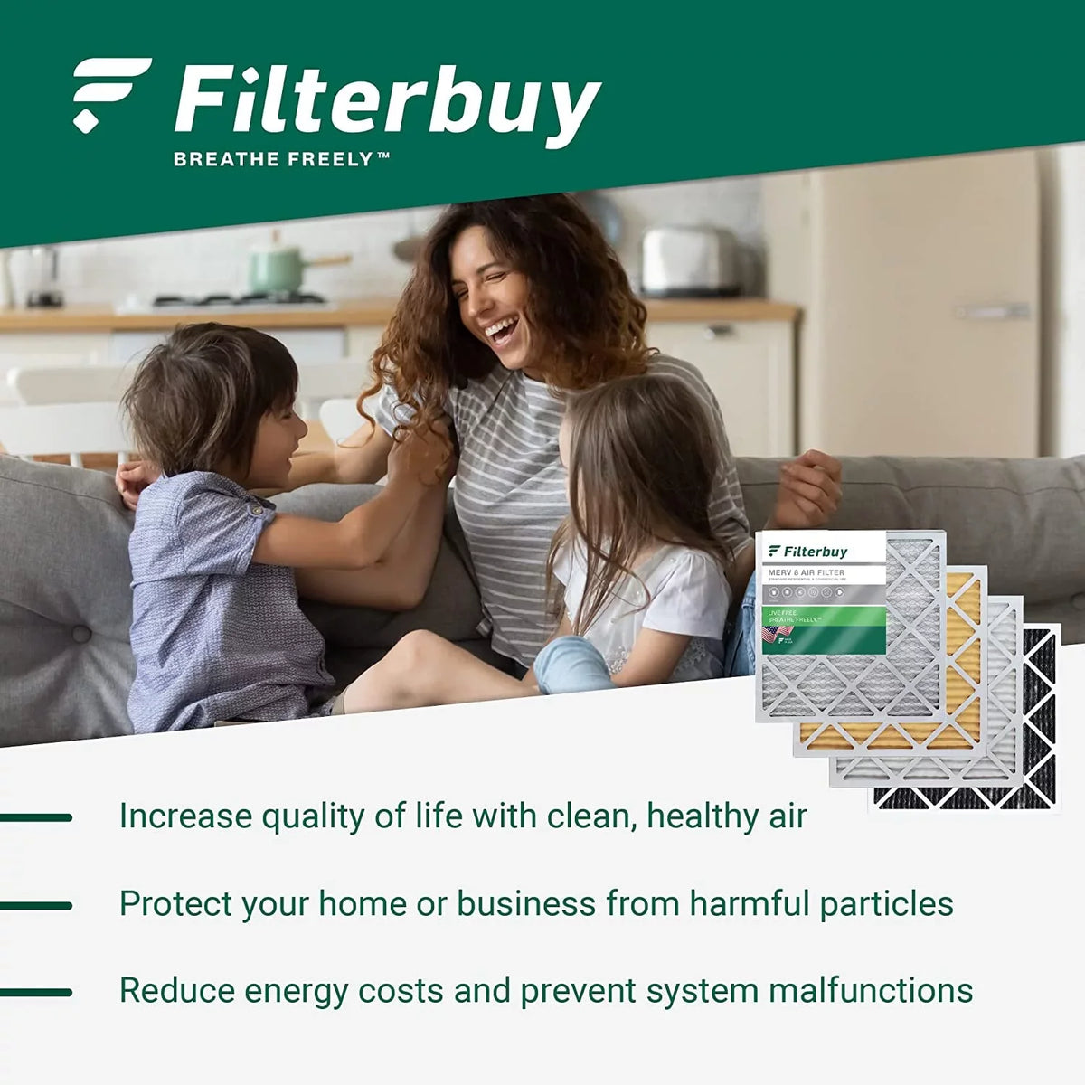 Filterbuy 17x26x4  11 Pleated   Furnace Air Filters for Lennox x6664 (3-Pack)