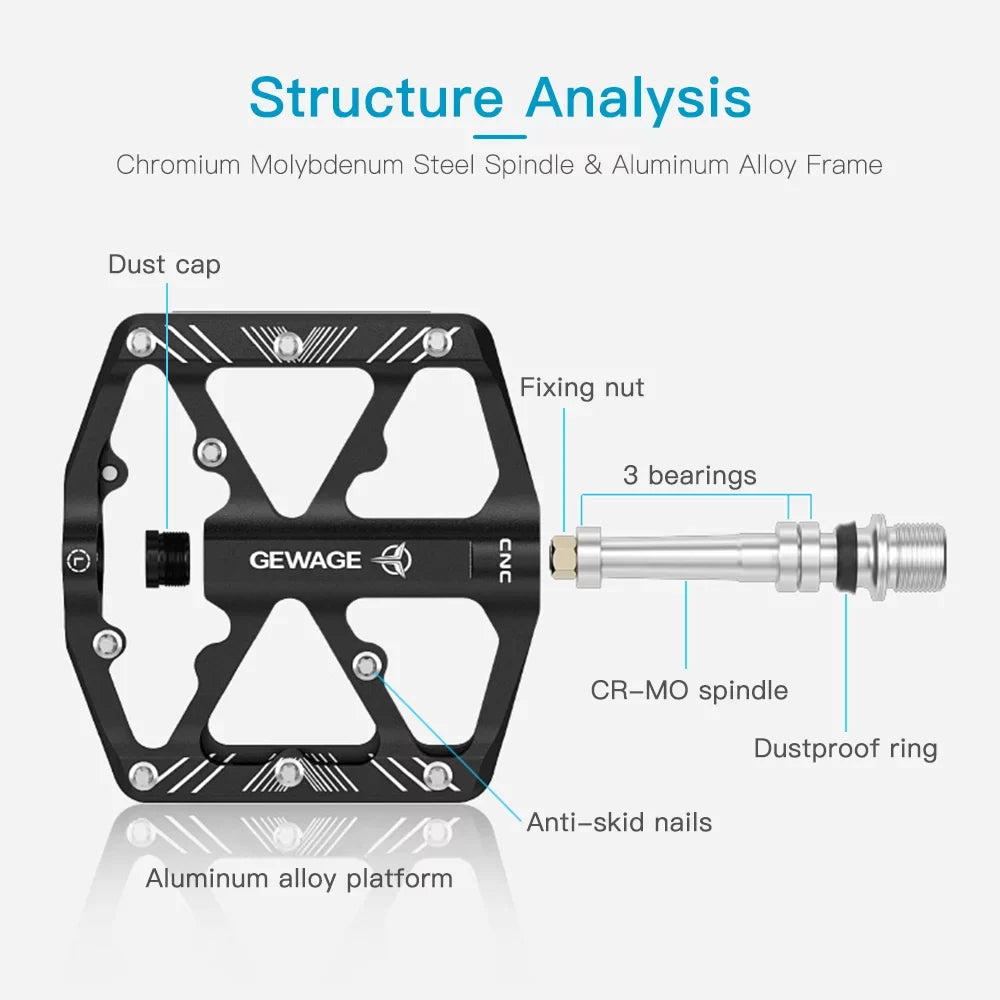 Bike Pedals Aluminum Alloy Pedals with Reflectors Mountain Bike Pedals Non-Slip Cycling Pedals Platform