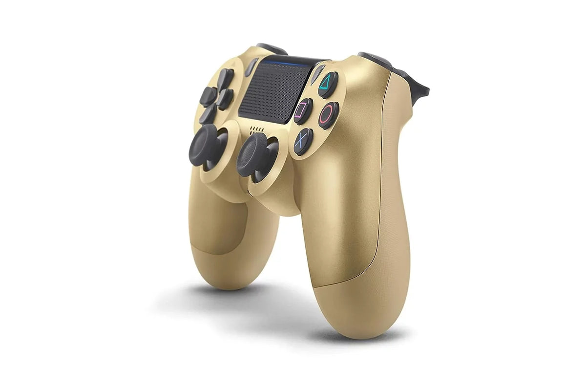 Sony Dual Shock Gold Gaming Controller For PS4 Console + Wired Earbuds   Bundle Like New