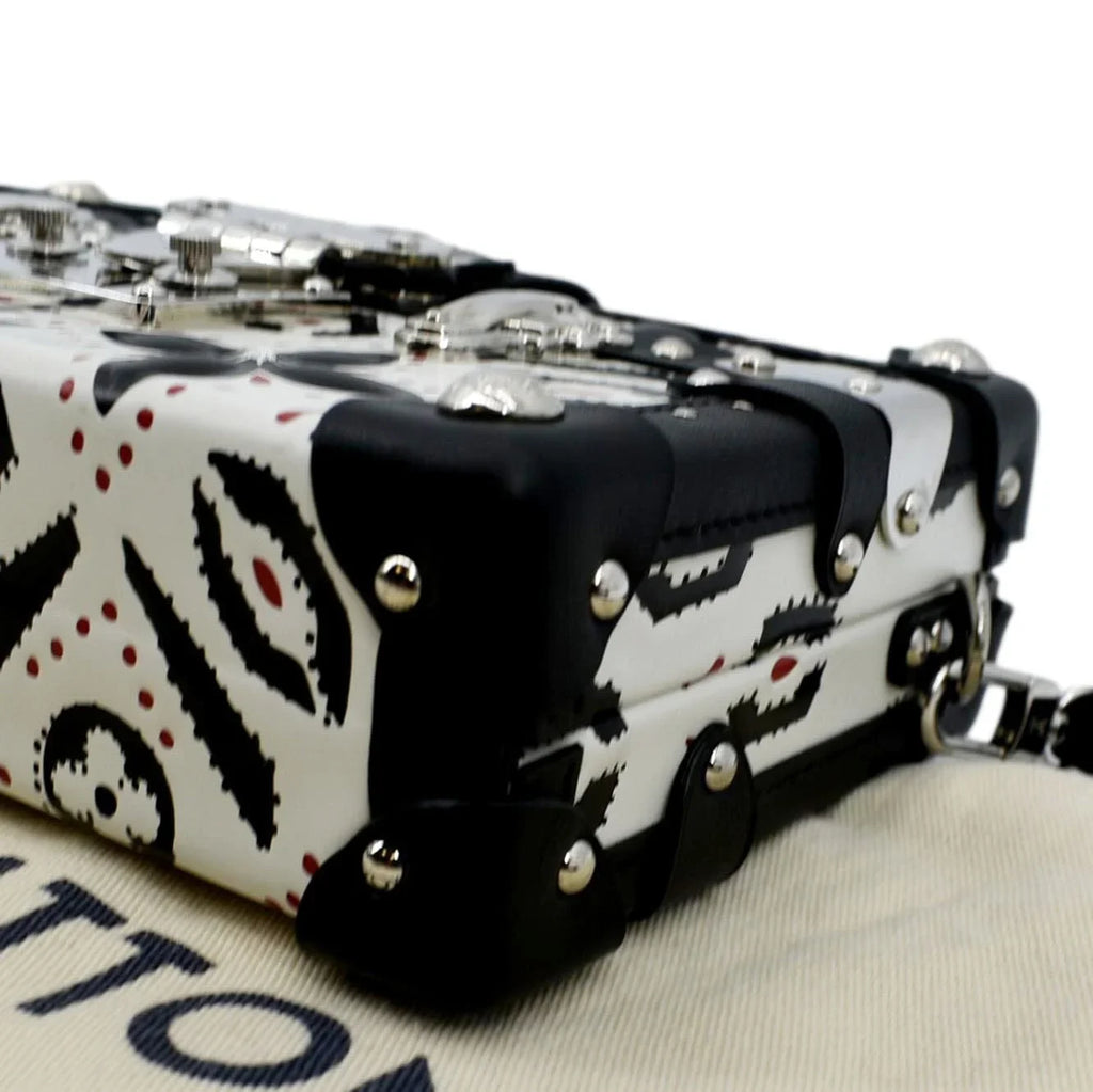 Pre-owned   Petite Malle Graphic Print Leather Crossbody Bag Black/Multicolor
