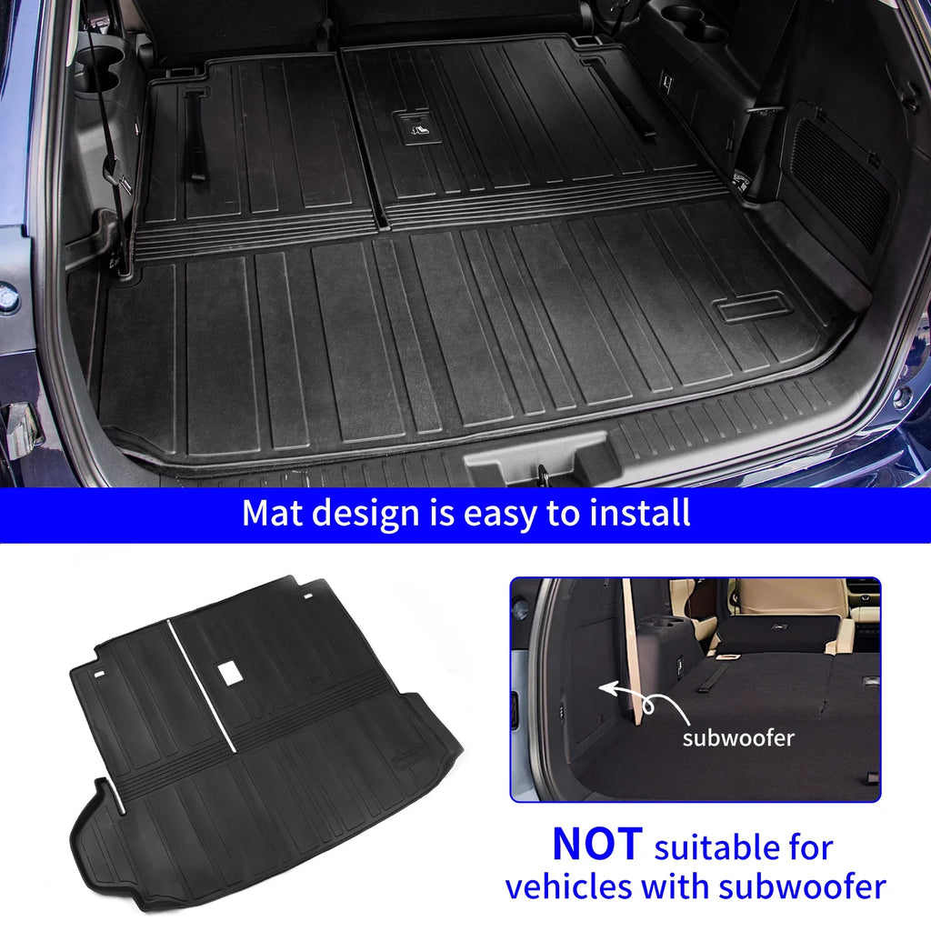 Cargo Mat Compatible with 2020-2024 Toyota Highlander Trunk Mat Cargo Liner  Back Seat Cover Protector 2022 7 Seats Highlander Accessories (2020-2023, Trunk Mat with Backrest Mat)