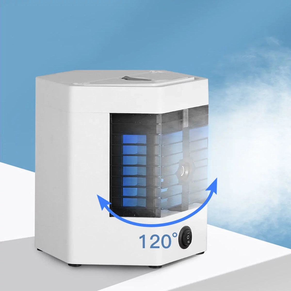 Mini Portable Air Cooler Personal Space Cooler Easy to Fill Water and Led Light and Portable Air Conditioner Device Cool Any Space Like Home office
