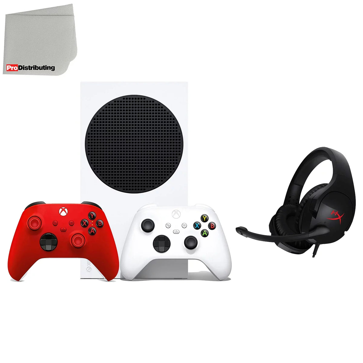 Microsoft Xbox Series S 512GB All-Digital Video Game Console with Extra Wireless Controller - Pulse Red - HyperX Cloud Stinger Gaming Headset and Microfiber Cleaning Cloth