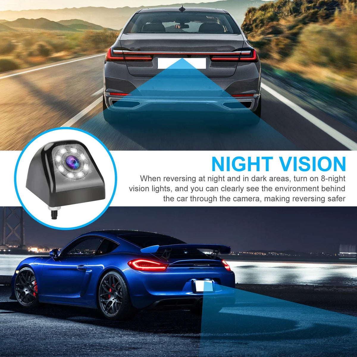 170°  8LED Car Rear View Backup Parking Reverse Camera Night Vision Waterproof