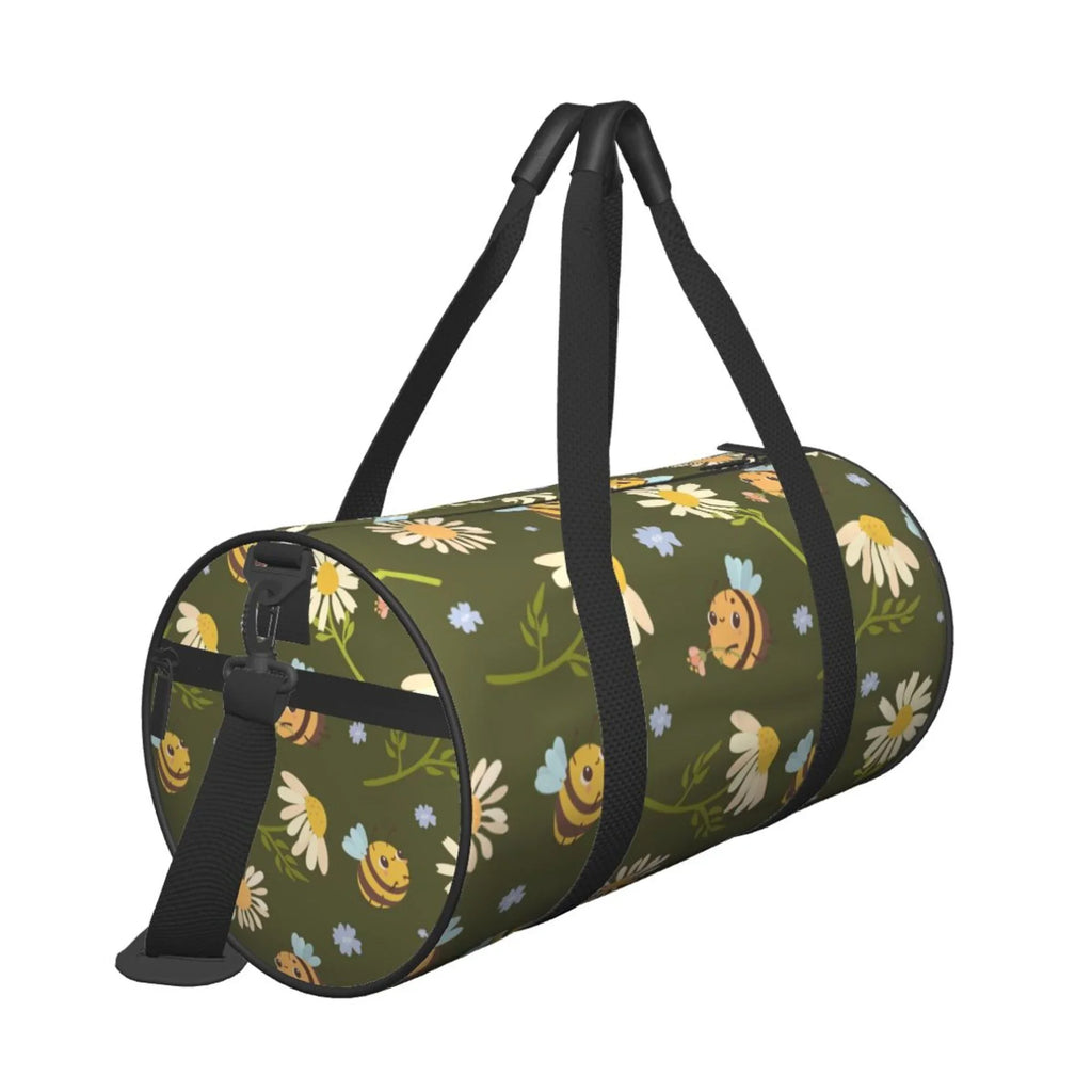 Green Daisies Bees Travel Duffle Bag, Sports Tote Gym Bag Weekenders Bags for Women Men