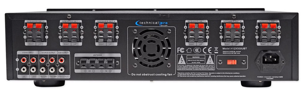 Technical Pro 6000w 6) Zone, Home Theater Bluetooth Receiver+12) 8" Speakers+