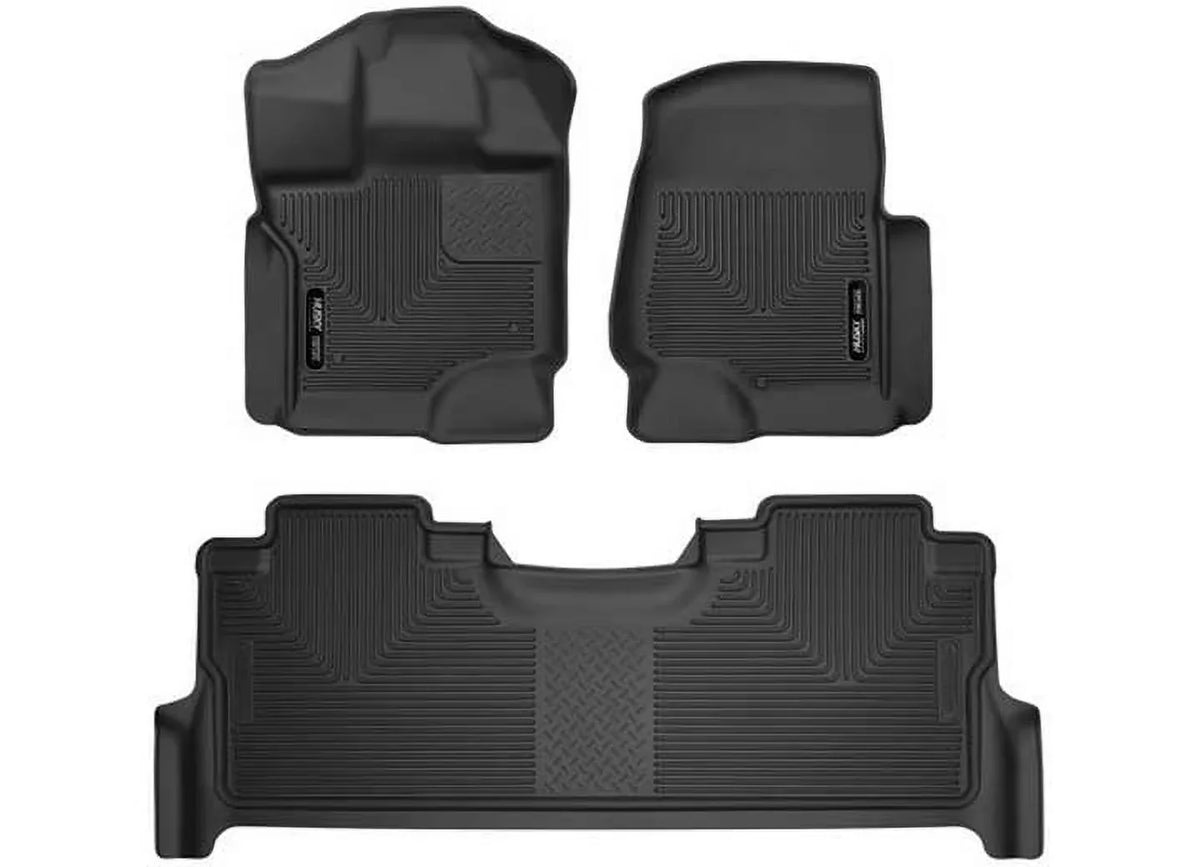 Husky Liners X-act Contour Series Front & 2nd Seat Floor Liners Black Fits 17-22 Ford F-250/F-350/F-450 Crew Cab Carpet Vehicle has factory storage box Fits select: 2017-2023  F250