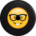 2018 2019 Wrangler  Backup Camera Nerd with Glasses Text Emoji Face Spare Tire Cover for Jeep  33 Inch